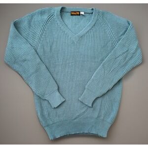 Botany 500 Long Sleeve V Neck Sweater Vintage Grandpa US Acrylic Blue Large JBHS